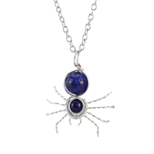 GMBYLBY Verstellbare Mehrfachstein Halsketten Drahtwechsel Kristall Spinnen Anhänger Halshängel Kinder Täglich Verschleiß Ornamente Naturstein Neckkette von GMBYLBY