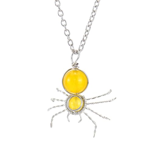GMBYLBY Verstellbare Mehrfachstein Halsketten Drahtwechsel Kristall Spinnen Anhänger Halshängel Kinder Täglich Verschleiß Ornamente Naturstein Neckkette von GMBYLBY