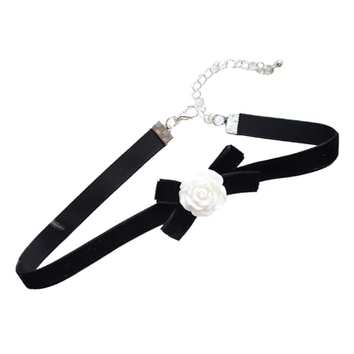 GMBYLBY Vintage Camellia Blumenhalsband Halskette Halskette Schmucktemperament Süße Kühle Nackenkette Frauen Schlüsselbein Schlüsselbein Verstellbare Länge Einfach Zu Bedienen Zu Verwenden von GMBYLBY