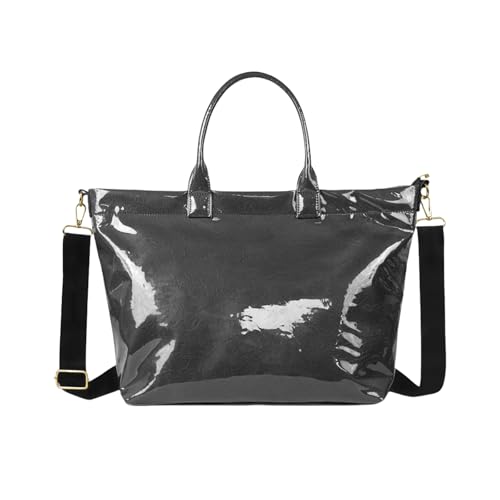 GMBYLBY Wasserdichte Tragetasche für Damen, Tragegriff oben, mit Reißverschluss, Arbeit, Schultertasche, Reise-Geldbörse, Pendeln, wasserdichte Tragetasche für Damen, Schwarz , Einheitsgröße von GMBYLBY