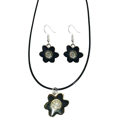 GMBYLBY Zögernde Blumenheiztkette Halskette Ohrringe Schmuck Set Für Frauen Mädchen Teen Jubiläum Y2K Leder Kabel Choker Kette Geschenke Mode Anhänger Halskette von GMBYLBY