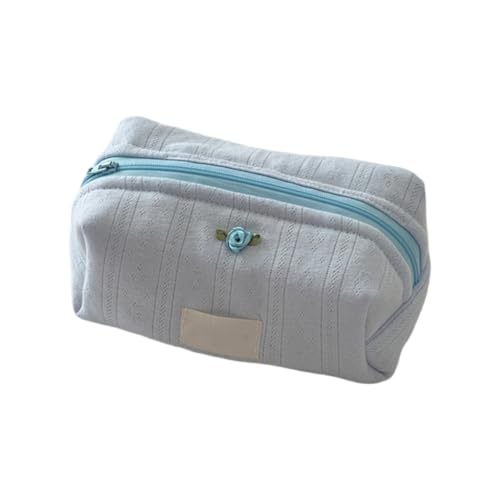Gesteppte Make-up-Tasche mit Blumenmuster, große Kapazität, Reise-Kosmetiktasche, organisierte Kulturbeutel für Damen, Hellblau, M, Klassisch von GMBYLBY