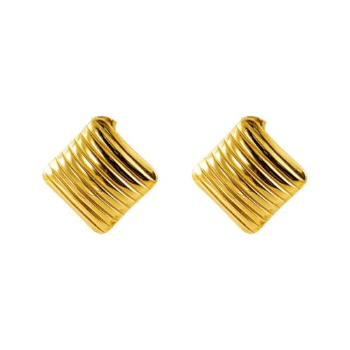 Gold gestreifte Ohrringe aus Edelstahl, geometrischer Schmuck, geeignet für modische Teenager, M, Edelstahl, Kein Edelstein von GMBYLBY