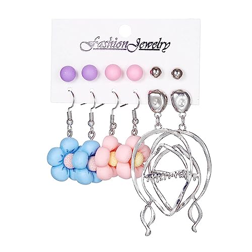 Harz Little Girl Studs Ohrringe Retro Hollow Ohrringe Blumenkugeln Handgefertigt Modeschmuck Geschenk Für Frauen Kleine Mädchenschstene Für Frauen von GMBYLBY