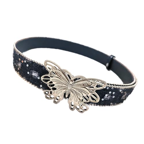 Höhlte Schmetterling Schnalle Gürtel Für Weibliche Western Bead Trim Taille Gürtel Distressed Hüftgurt Teenager Mädchen Zubehör von GMBYLBY