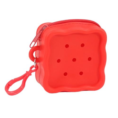 Kinderfreundliche Geldtasche mit Reißverschluss, weiches Silikon, Kleingeld für Münzkarten, Schlüsselanhänger, den täglichen Gebrauch, Rot R, M, Klassisch von GMBYLBY