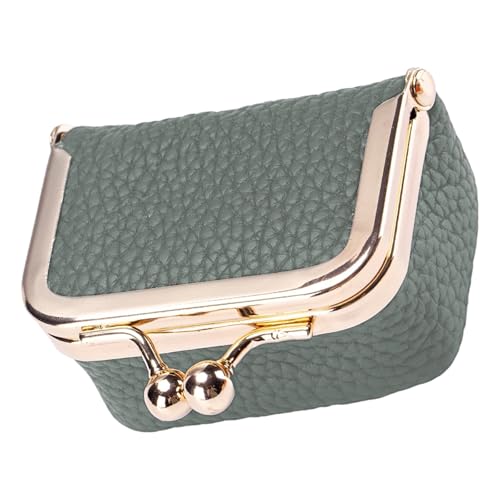 Lederschmuck mit Kuss, tragbare Münzgeldbörse und Ringe, Box für Reisezubehör, Aufbewahrung, Reiseetui, tragbare Münzgeldbörse, Lederbox mit Kuss, Mandelgrün, Einheitsgröße von GMBYLBY