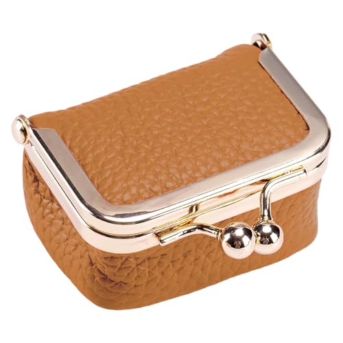 Lederschmuck mit Kuss, tragbare Münzgeldbörse und Ringe, Box für Reisezubehör, Aufbewahrung, Reiseetui, tragbare Münzgeldbörse, Lederbox mit Kuss, caramel, Einheitsgröße von GMBYLBY
