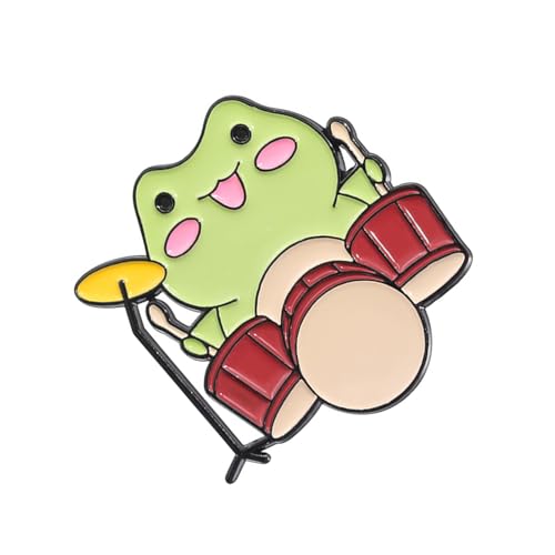 GMBYLBY Lustige Frösche Mit Instrumenten Anlagenstifte Stilvolle Frösche Musiker Pin Kollektion Stilvolle Brosche Für Jacken Und Taschen von GMBYLBY