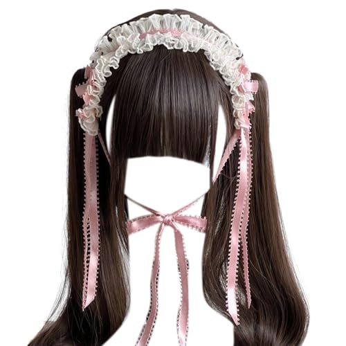 Mädchen Rüschen Spitzenband Kopfbedeckung Schleife Spitzenbesatz Stirnband Dienstmädchen Volant Haarschmuck von GMBYLBY