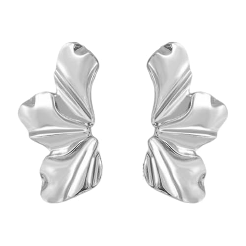 Moderne, robuste Legierung Ohrringe mit künstlerischen Blütenblättern, tragbar, zur Verschönerung jedes Outfits in Ihrem, M, Metall, Kein Edelstein von GMBYLBY
