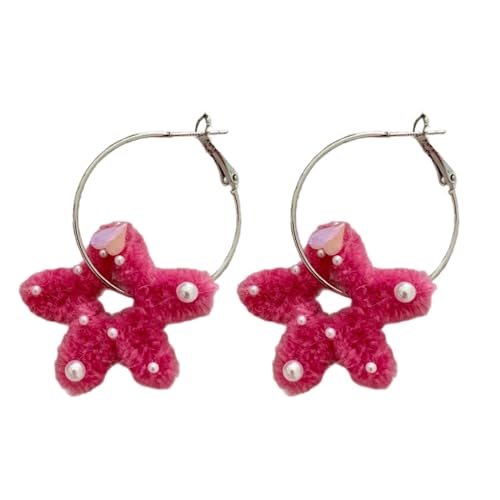 Plüsch Stern/Kreuz/Herz Dangle Ohrringe Hip Hop Drop Ohrringe Y2K Hoop Schmuck Mode Charm Ohrring Plüsch Stern/Kreuz/Herz Damens Mode Schmuck von GMBYLBY