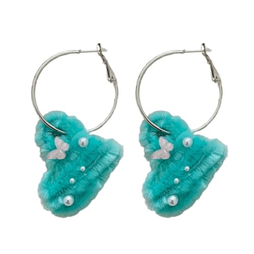 Plüsch Stern/Kreuz/Herz Dangle Ohrringe Hip Hop Drop Ohrringe Y2K Hoop Schmuck Mode Charm Ohrring Plüsch Stern/Kreuz/Herz Damens Mode Schmuck von GMBYLBY