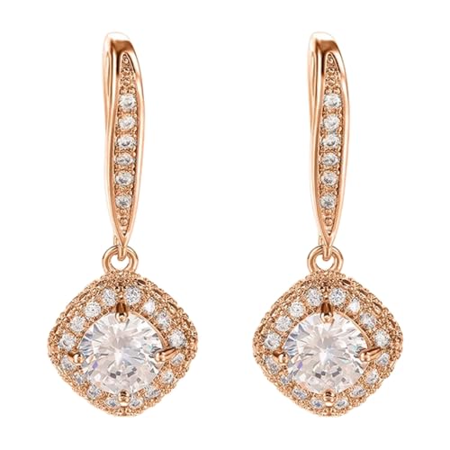 Quadratische Zirkonia-Ohrringe, Hochzeit, Ohrschmuck, modischer Metalltropfen für Damen, M, Kupfer, Zirkon, Kein Edelstein von GMBYLBY