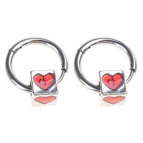Rote Drop Glasur Ohrringe Liebesherzblock Süße Coole Ohrringe Retro Girl Mode Hangle Drop Süße Coole Mädchen Hip Hop Ohrschstene von GMBYLBY