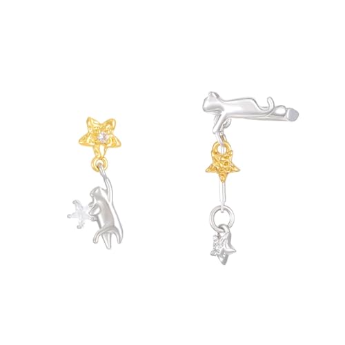 Schöne Sternenkatzen-Ohrclip, tragbar, stabile Legierung, Ohrringe, Dekoration für modische Frauen für den täglichen Gebrauch von GMBYLBY