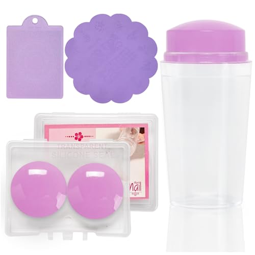 Silikon-Nagelstempel-Set, Nagelstempel mit Schaber, französische Spitze, Nagelstempel, Gelee-Stempel, Nägel, Kunstschablone, Werkzeug, 4 Stück Silikon-Nagelstempel-Set, Nagelstempel mit Schaber, französische Spitze, Nagelstempel, Gelee-Stempel, Nägel, Kunstschablone, Werkzeug, 4 Stück von GMBYLBY