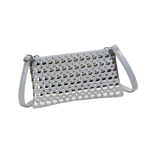 Stilvolle Crossbody Geldbörse Damen Handtasche mit Punkten Nieten Verstellbare Schultertasche für Pendler und gesellige Zusammenkünfte Trendige Stile Geldbörse, grau, Einheitsgröße von GMBYLBY