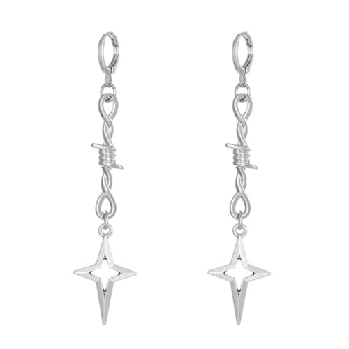 Stilvoller Gothic-Schmuck, Kruzifix-Stern-Ohrringe, Nähte, Nieten, Ohrschnallen, kantige Spikes, elegant, M, Metall, Kein Edelstein von GMBYLBY