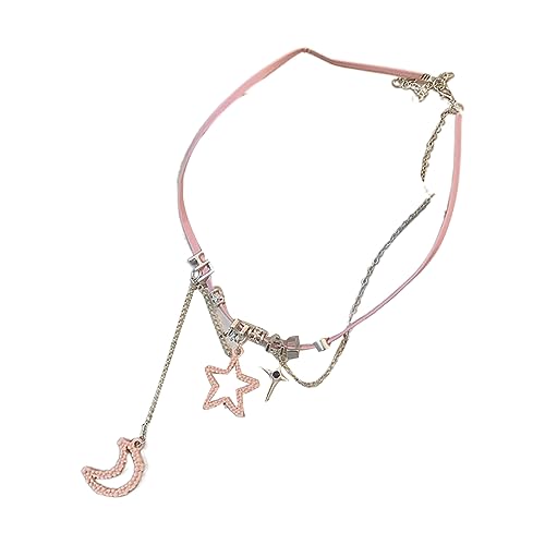 Süßer Cooler Star Mond Anhänger Halskette Gewebt von GMBYLBY