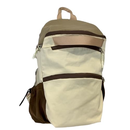 Trendiger Farblich Kontrastierender Teenager Mädchen Rucksack Mehrzweck Schultasche Mit Großem Fassungsvermögen Und Anhänger Tagesrucksack Mit Mehreren Taschen von GMBYLBY