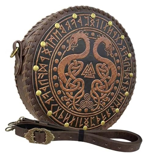 Vintage Mittelalter Gürteltasche Leder Hüfttasche Mittelalter Seitentasche mit Abnehmbarem Ledergürtel für Frauen Halloween Cosplay, B von GMBYLBY