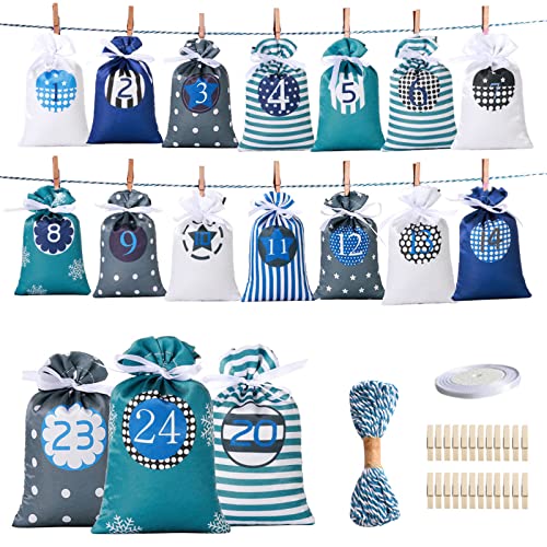 Weihnachts Adventskalender Beutel 24 Stück Adventskalender Beutel Für Erwachsene Und Kinder Heimdekoration Süßigkeiten Geschenktüte von GMBYLBY