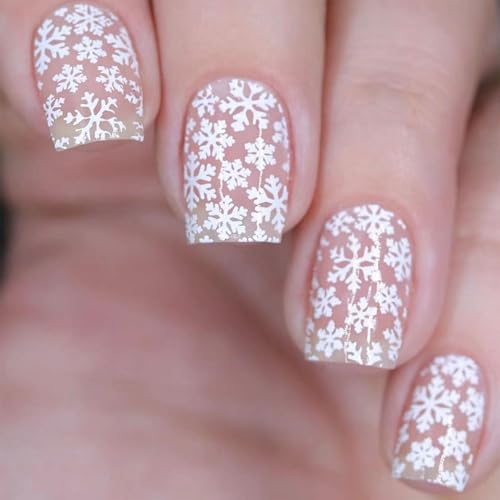 Weihnachtssneeflake Druck False Nails Set Short Square Form Press Auf Nägeln Mode Nägel Kunst Für Einfache Verschleiß Und Entfernung von GMBYLBY