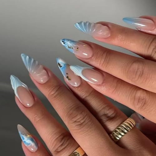 Zum Aufdrücken Der Nägel Mandelförmige Künstliche Nägel Mit Schleifendesigns Zum Aufkleben Der Nägel 3D Nägel Charm Nägel Mit Französischer Spitze Für Frauen von GMBYLBY