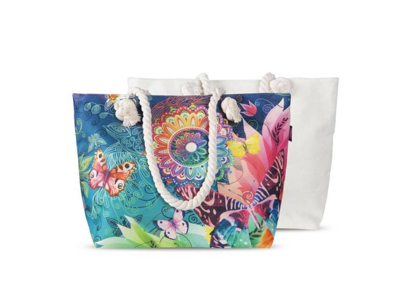 GMD Living Strandtasche PARADA, mit hochwertigem Motiv: Mandala Schmetterlinge, 630 denier von GMD Living