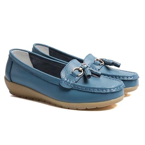 GMDLSK Damen Loafer Mokassins Slippers Leder Bequeme Flache Beiläufig Arbeit Schuhe Bootsschuhe rutschfeste Klassische Niedrige für Damen von GMDLSK