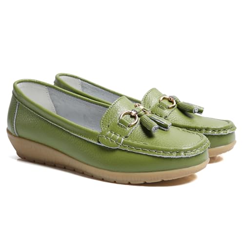 GMDLSK Damen Loafer Mokassins Slippers Leder Bequeme Flache Beiläufig Arbeit Schuhe Bootsschuhe rutschfeste Klassische Niedrige für Damen von GMDLSK