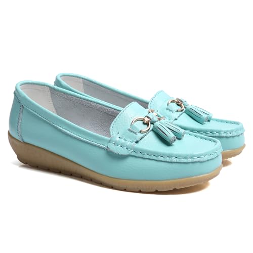 GMDLSK Damen Loafer Mokassins Slippers Leder Bequeme Flache Beiläufig Arbeit Schuhe Bootsschuhe rutschfeste Klassische Niedrige für Damen von GMDLSK