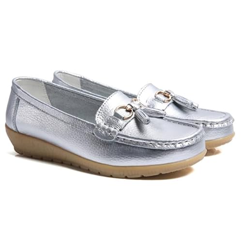 GMDLSK Damen Loafer Mokassins Slippers Leder Bequeme Flache Beiläufig Arbeit Schuhe Bootsschuhe rutschfeste Klassische Niedrige für Damen von GMDLSK