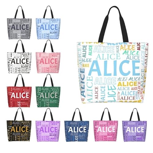 GMDLSK Personalisiert Damen Tragetasche mit Namen - Waschbar & Reißfester Polyester für Beruf/Einkauf, Praktisches Geschenk mit Innenfächern von GMDLSK