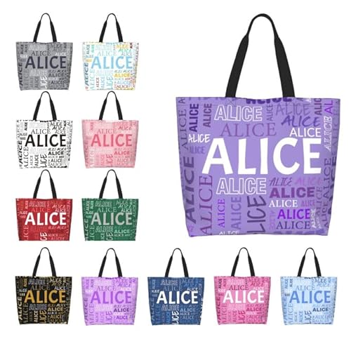 GMDLSK Personalisiert Damen Tragetasche mit Namen - Waschbar & Reißfester Polyester für Beruf/Einkauf, Praktisches Geschenk mit Innenfächern von GMDLSK