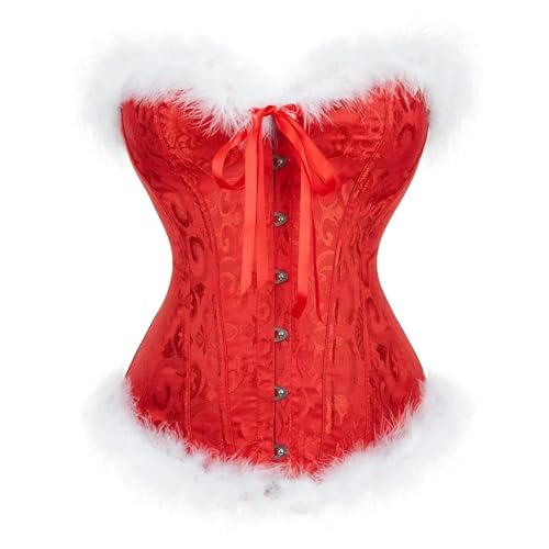 Taillenmieder Für Damen Weihnachts Korsett Für Frauen Halloween Bustiers Feder Korsetts Gothic Party Nacht Corsage Plus Größe Burlesque Kostüme Xl 819Chris-Red von GMDNS