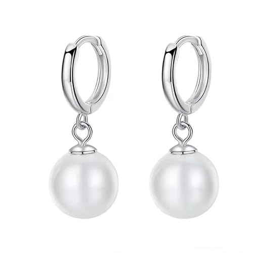 Perlenohrringe 925 Perlenohrringe Hängend für Damen,1 Paar Hypoallergene Silber Ohrringe Damen Creolen Silber 925 Klein Perlenschmuck für Mädchen 10mm von GMEDRIDAS