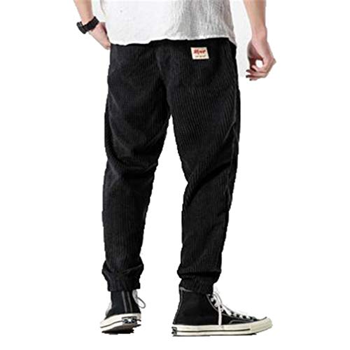 Cord Haremshose Herrenhose Jogger Freizeithose Herren Jogginghose Hip Hop Streetwear Black 4XL von GMFOSEOZ