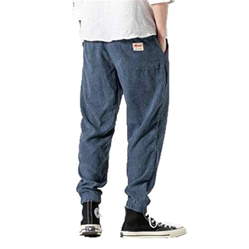 Cord Haremshose Herrenhose Jogger Freizeithose Herren Jogginghose Hip Hop Streetwear Blue 5XL von GMFOSEOZ