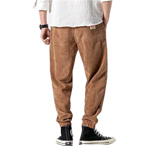 Cord Haremshose Herrenhose Jogger Freizeithose Herren Jogginghose Hip Hop Streetwear Khaki L von GMFOSEOZ