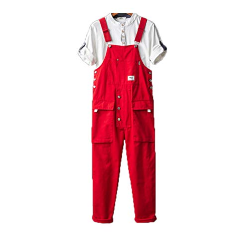 GMFOSEOZ Mann lässig Overalls Fracht Overalls Latzhose Männer Overalls Strampler Einteilige Spielanzüge Red M von GMFOSEOZ