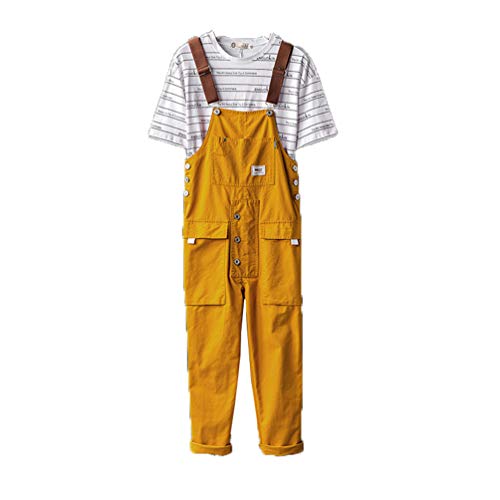 GMFOSEOZ Mann lässig Overalls Fracht Overalls Latzhose Männer Overalls Strampler Einteilige Spielanzüge Yellow L von GMFOSEOZ