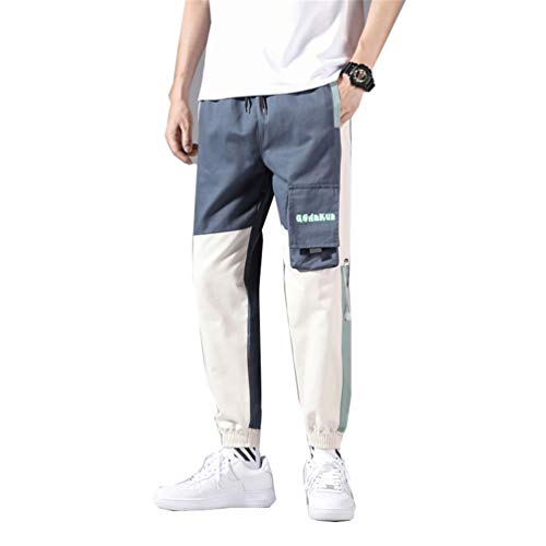 Streetwear Herren Cargo Haremshose Hip Hop Lässige männliche Trainingshose Joggerhose Harajuku Herrenhoses 31 Blue Chinese Size M von GMFOSEOZ