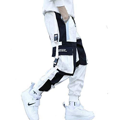 Streetwear Herren Cargo Haremshose Hip Hop Lässige männliche Trainingshose Joggerhose Harajuku Herrenhoses K171 White Chinese Size M von GMFOSEOZ