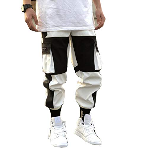 Streetwear Herren Cargo Haremshose Hip Hop Lässige männliche Trainingshose Joggerhose Harajuku Herrenhoses K172 White Chinese Size M von GMFOSEOZ