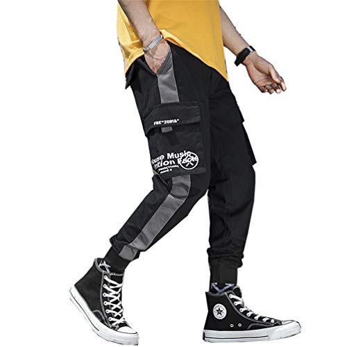 Streetwear Herren Cargo Haremshose Hip Hop Lässige männliche Trainingshose Joggerhose Harajuku Herrenhoses K184 Grey Chinese Size XL von GMFOSEOZ