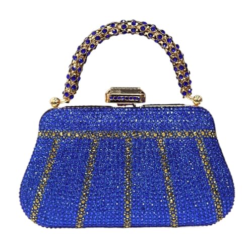 GMGQJST Clutch Abendtaschen mit Griff im Diamantdesign, Clutch mit Strassverzierung, lange Kette(Blue) von GMGQJST
