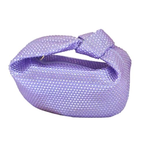 GMGQJST Clutch Bling Knotted Strass Abend Tote Tasche Kristalle Clutch Handtasche for Frauen Party Schulter Handtasche Tasche(Purple) von GMGQJST