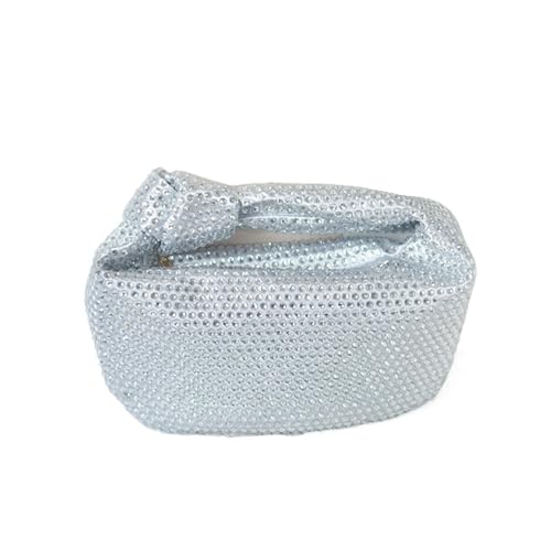 GMGQJST Clutch Bling Knotted Strass Abend Tote Tasche Kristalle Clutch Handtasche for Frauen Party Schulter Handtasche Tasche(Silver) von GMGQJST